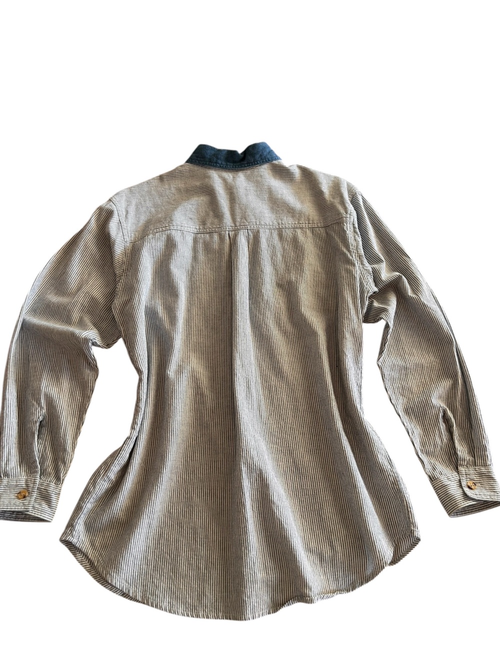 Vintage CottageCore GardenCore Striped Blue Embroidered Button-Up Shirt - Size S - Picture 6 of 11